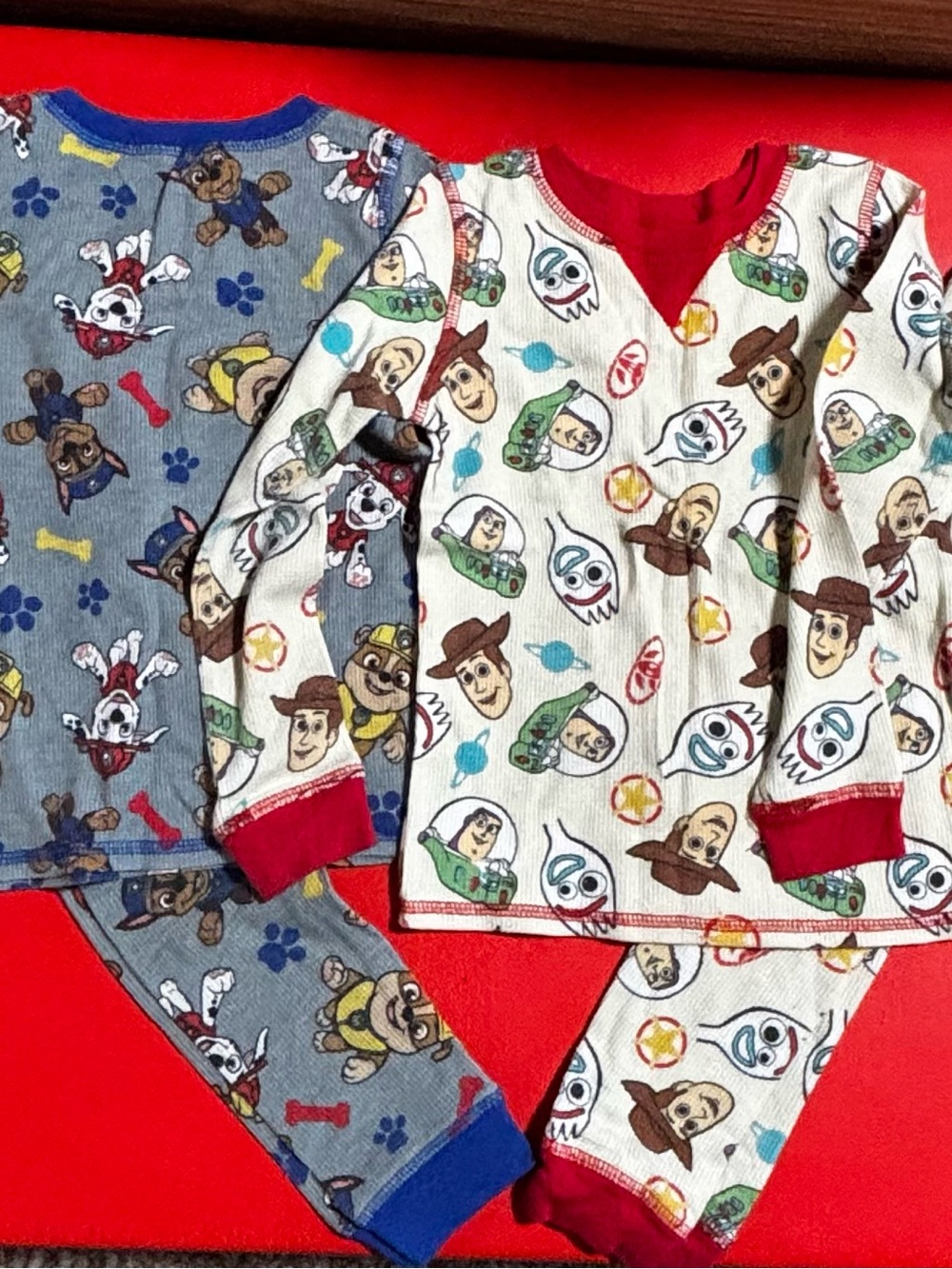 2 Pair- Cuddl Duds Toy Story & Paw Patrol Character Pajama Set - Cream & Blue
